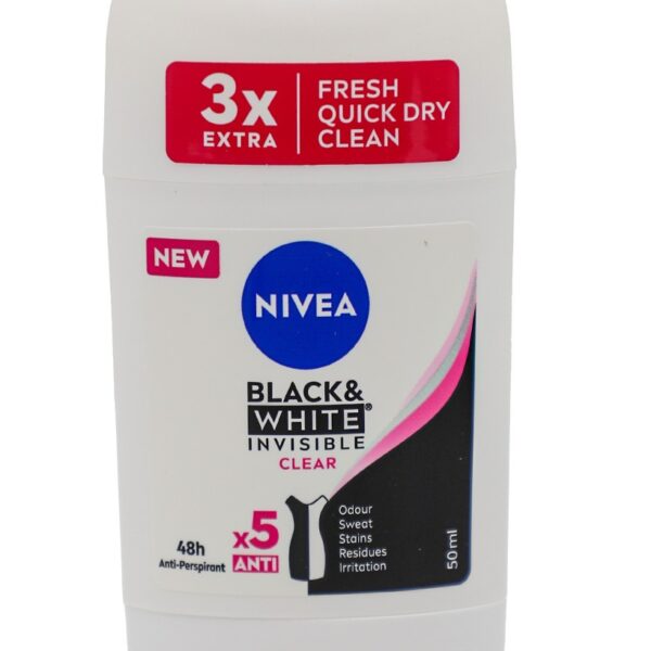 ستيك عرق NIVEA نيفيا 50 مل لون BLACK & WHITE CLEAR 458H