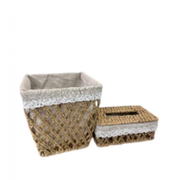 طقم سلة مع بكيت محارم قش  رقم 130-42