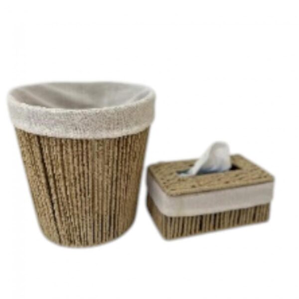 طقم سلة مع بكيت محارم قش  رقم 130-43