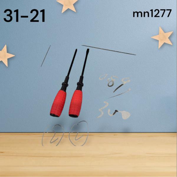 مفك براغي ذو رأس فيليبس (صليبي) بمقبض أحمر.31-21